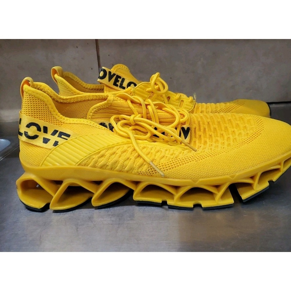 Yellow Men's Running Shoes Blade Non Slip Fashion Sneakers Mesh Soft US 11 EU 44